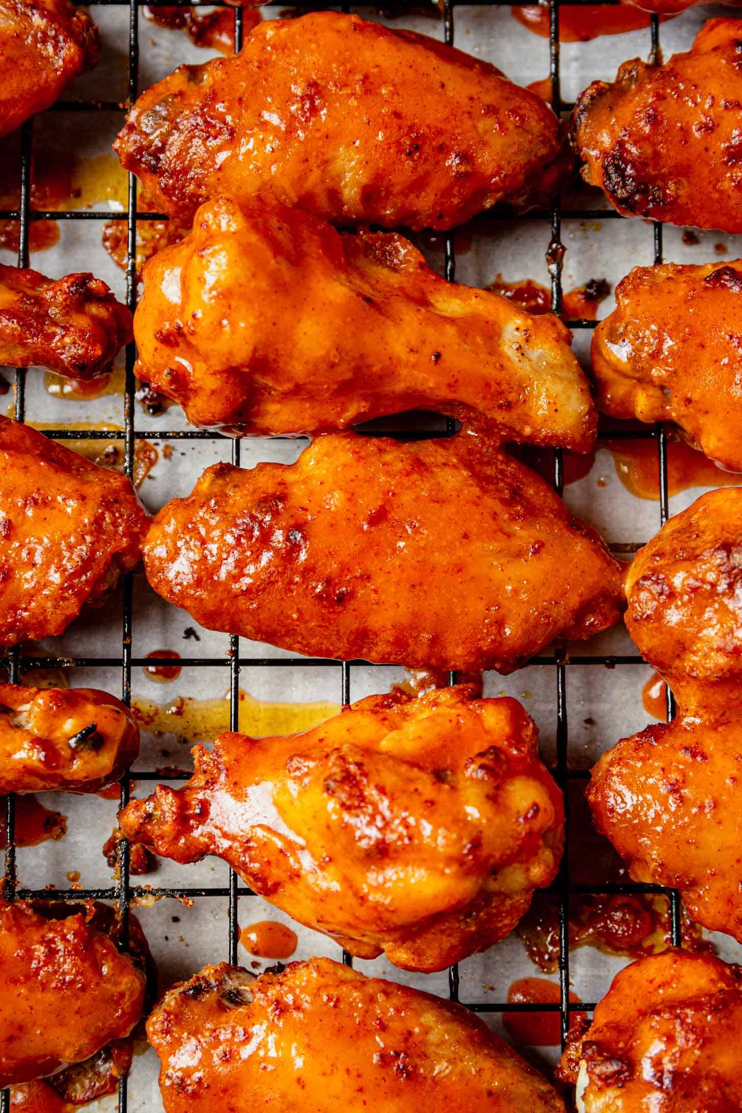 buffalo chicken wings on a baking sheet