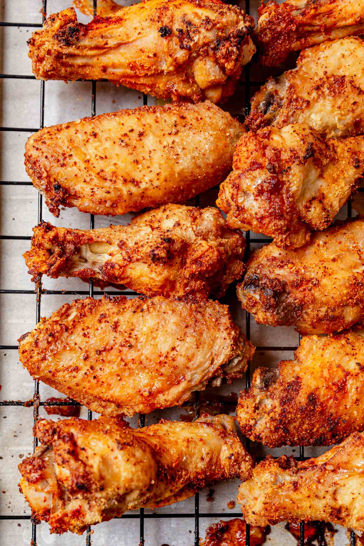 crispy chicken wings before tossing with sauce