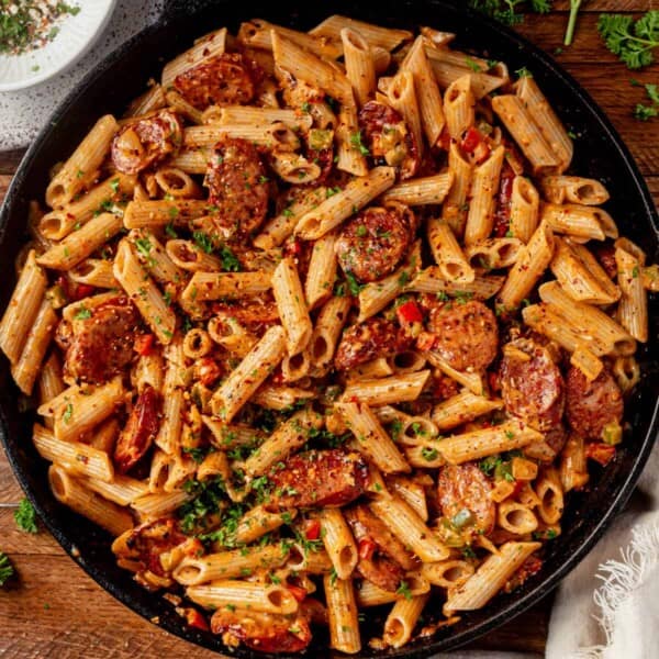 creamy cajun sausage pasta skillet