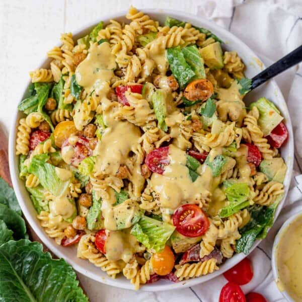 pasta salad prepped for a healthy cold lunch
